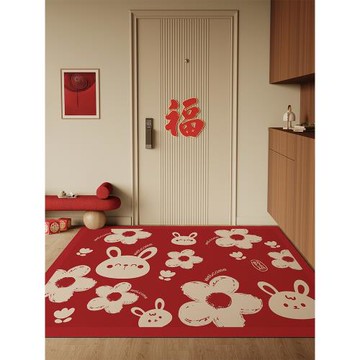 樸尚兔年紅色入戶門口地墊吸水防滑腳墊新年可擦免洗進門玄關墊子