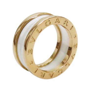 【二手名牌BRAND OFF】BVLGARI 寶格麗 B-zero1系列 18K玫瑰金 白色 陶瓷 戒指 49 347010