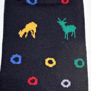 TABI-JI奈良足袋襪(分趾襪)-中高筒襪(19-23公分)-鹿環(藍/黑)