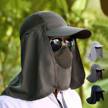可拆卸360度遮陽帽 口罩帽 披肩帽 登山帽 防曬帽 釣魚帽 速乾帽 休閒帽 農夫帽 採茶帽【IB249】普特汽車精品