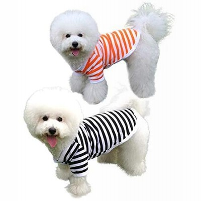 ペット犬の服パピー古典的なベストストライプのTシャツのアパレル6色使用可能 (M, ブラックオレンジ)