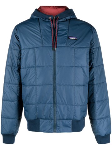 Patagonia - logo-patch padded hooded jacket - men - Recycled Nylon/Recycled Polyester - S - Blue