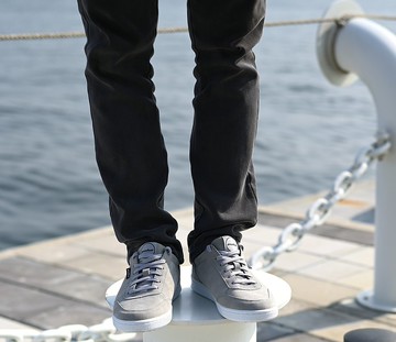 MIT【PACE休閒鞋-男款灰】真皮透氣 經典版型  型男穿搭