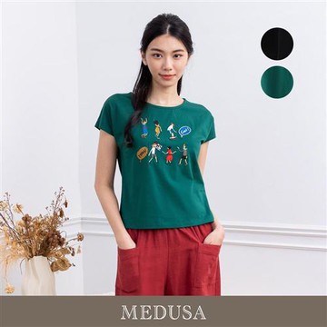 現貨【MEDUSA 曼度莎】小小人偶刺繡短版造型Tee - 2色（M-XL）｜女上衣 休閒上衣 短袖上衣