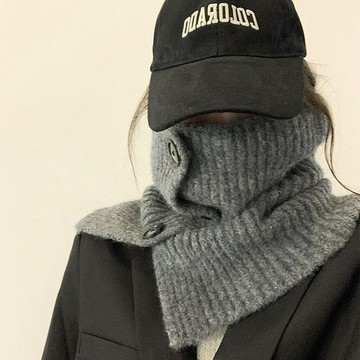 隔日✈️2025新款圍脖套帽脖套女秋冬圍巾韓版純色防寒保暖護頸針織披肩潮