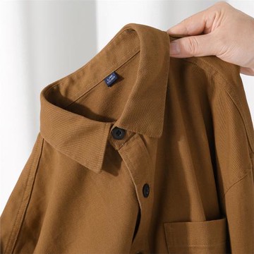 「焦糖棕」美拉德穿搭！新款單口袋純棉襯衫復古棕色休閑疊穿襯衣