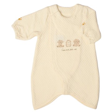 akachan honpo - 長袖舒適連身衣1-象牙白色 (50~60cm)