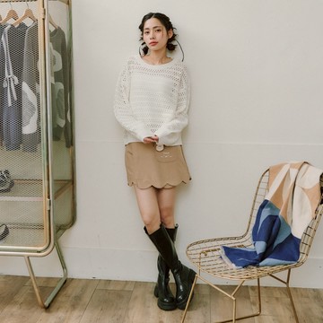 【Dailo】懶懶熊吐司口袋花邊褲裙 黑 卡 米