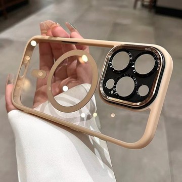 高品質高透啞光磁吸殼用於iPhone16 15 ProMAX 14 13 12 內置強磁吸+金屬鏡框