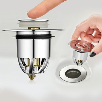 洗手台防臭落水頭 按壓彈跳芯 即插即用 洗手槽下水器 洗手盆漏水塞子 過濾芯 地漏 水門【A00102】《約翰家庭百貨