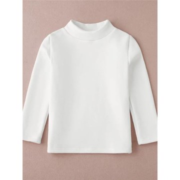 男童春秋長袖打底衫純棉兒童內搭加厚保暖衣女童圓領t恤白色加絨