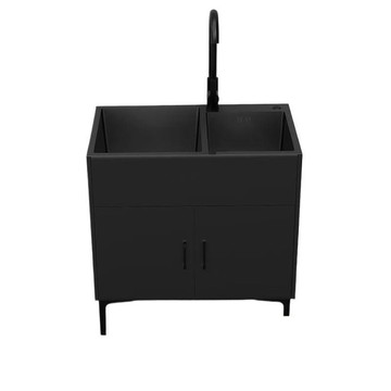 廠家不銹鋼實木雙槽出租房廚房洗菜盆水槽柜一體家用簡易柜子單洗[DD160109]