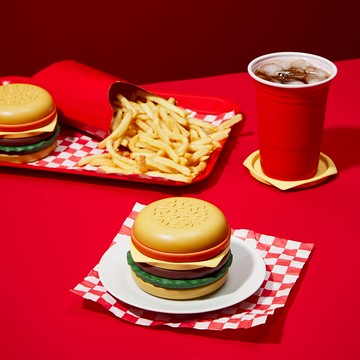 【泰國 Niknax】The Burger Coaster 漢堡造型杯墊組 6件套 ( 杯墊 仿真玩具 整人玩具 惡搞玩具 騙人玩具 )