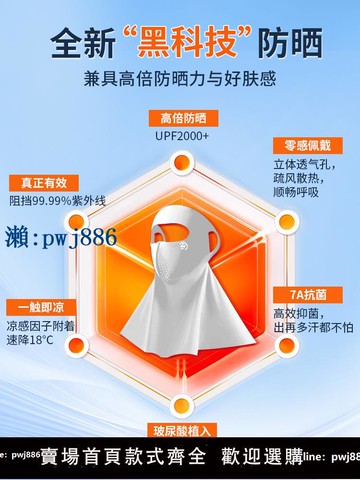 【品質高 價格低】防曬面罩全臉女遮陽臉基尼防紫外線口罩醫美騎行2025新款護頸一體