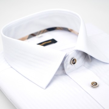 金安德森 經典格紋繞領白色變化紋吸排窄版長袖襯衫