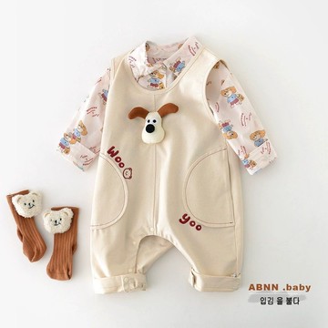 2025新款嬰兒衣服春秋季背帶褲套裝壹歲男寶寶小月齡洋氣分體春裝(鑫弘-萌寶童裝)可開發票