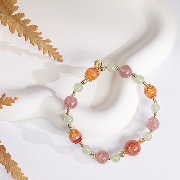 莓好日光 | 草莓晶/太陽晶/紅紋瑪瑙/和田玉