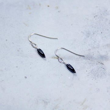 極簡系列 - 典雅墨黑 - 925純銀手作耳環 免費改夾式 銀飾 禮物 包裝