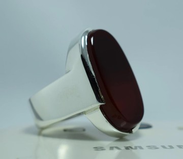 瑰麗紅棕色葉門瑪瑙戒指 壯麗葉門雅克石雅克戒指 925純銀