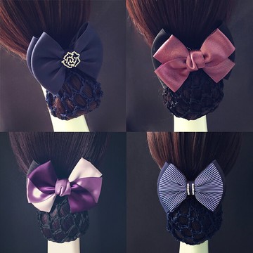 職業頭花帶網兜發夾發卡護士空姐酒店職員發網工作發夾盤發套橫夾