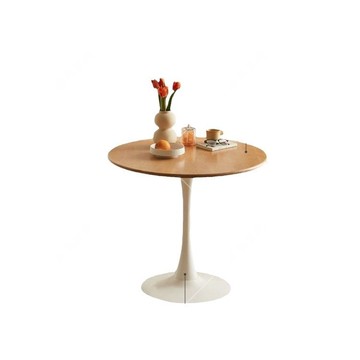 現代實木圓桌售樓部辦公室洽談桌臥室客廳陽臺網紅北歐圓形小茶幾[DD010109]