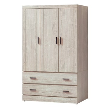 文創集 畢爾3.8尺三門二抽衣櫃(二色可選)-114x57x182cm免組