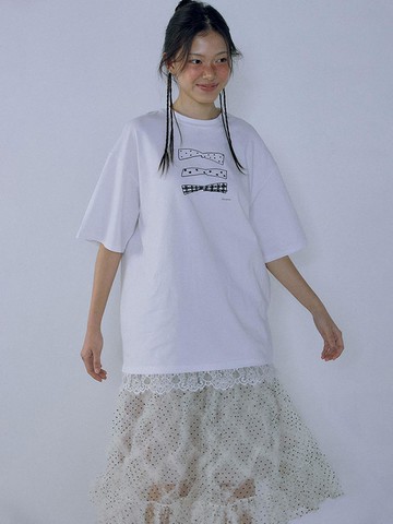 Bandage Ribbon Tee T-Shirt [White]