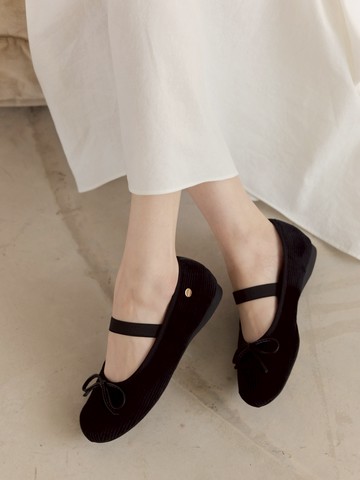 蝴蝶結小金釦平底芭蕾鞋