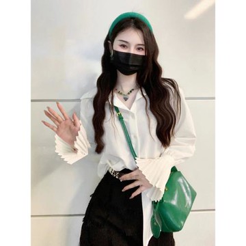 法式喇叭袖白色襯衫女2025年新款設計感小眾氣質通勤時尚洋氣上衣