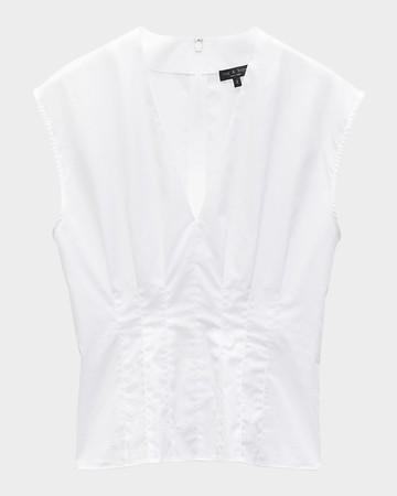 Ines V-Neck Poplin Top