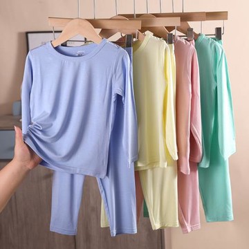 兒童睡衣套裝中大童薄款莫代爾秋衣秋褲睡褲男童女寶寶長袖家居服