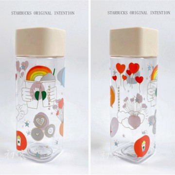 星巴克杯子2026新年禮物 台灣版 塑料水杯 彩虹系列 遇見美好 白色 414ml