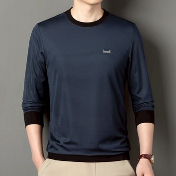 【Billgo】※現貨 【灰4XL/上青2XL/紫紅M/藍L】撞色細橫條T恤 涼感【TX163627】中性款長袖上衣