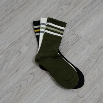 【CDHD】美式復古襪 三線長襪 軍工裝 襪子 透氣 無骨 高品質 粗針織條紋  古著 百搭 穿搭 AC003