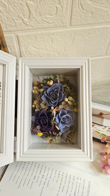 永生花相框 湛藍色 可客製 花禮 畢業 結婚 生日 退休 升遷  謝師