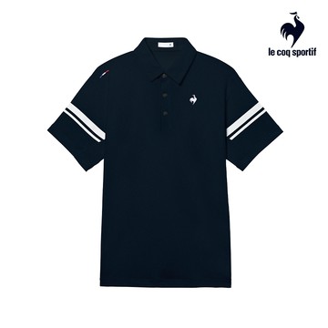 【LE COQ SPORTIF 法國公雞】男款藏青色抗UV短袖POLO衫LJX21541