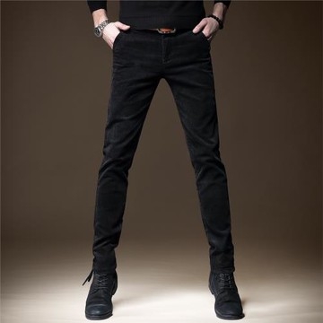 貴色燈芯絨褲子男秋季新款高端直筒休閑長褲修身小腳輕商務西褲男