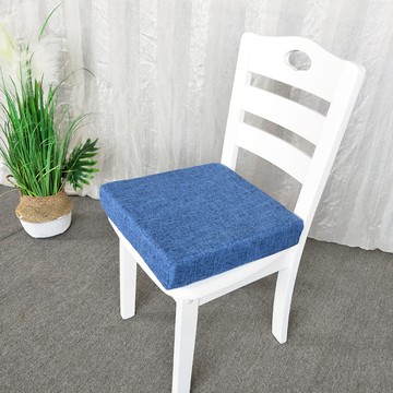 德利生活 高密度海綿 40 x 40 x 5cm 藍色 亞麻透氣坐墊