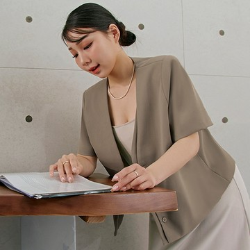 【PolyLulu】 造型雙門襟無領西裝外套 MISS