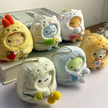 本場熱賣😊角落炸蝦生物披風換裝掛件毛絨公仔企鵝可愛玩偶包包掛飾禮物玩具