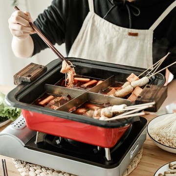 日式琺瑯搪瓷火鍋加厚家用雙耳木蓋方格平底關東煮湯鍋電磁爐燉鍋