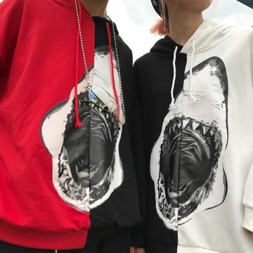 FINDSENSE Z1 日系 時尚 潮 男女情侶款 時尚 拼色 鯊魚 連帽外套  衛衣 外套