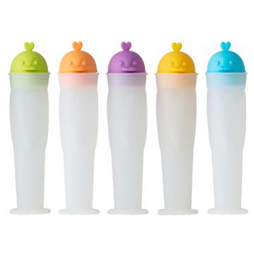 Flyto 企鵝矽膠冰棒模具 5件組  1組  綠色、橙色、紫色、黃色、藍色