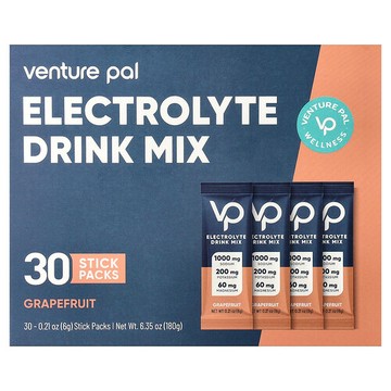 Venture Pal, 電解質混合飲品，葡萄柚味，30 條，每條 0.21 盎司（6 克）