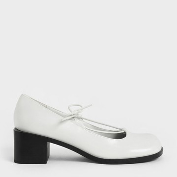 綁帶粗跟圓頭鞋