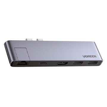 綠聯 MacBook集線器 USB3.0x2+USB-C+PD+4K HDMI+Thunderbolt3 RJ45 Gigabit PRO  銀灰色  1個