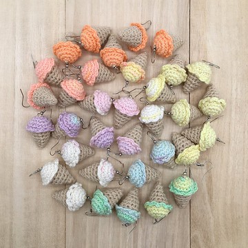 Ice Cream Cone Earrings - Amigurumi Ice Cream Cone Earrings Accessories
