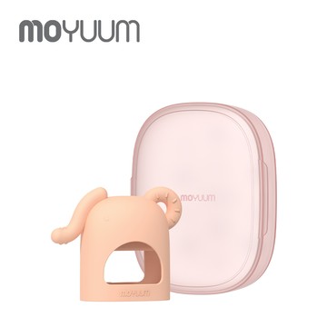 韓國 MOYUUM - 白金矽膠手套固齒器 小小象-蜜桃橘