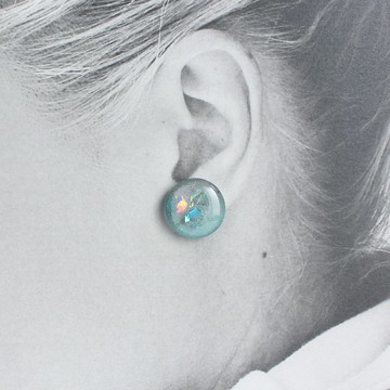 雨中花園 / 樹脂耳環 / 單隻 / 圓形色票