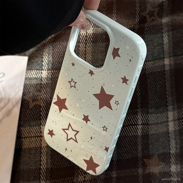 🔥i17新品熱銷 複古ins風棕色星星蘋果16手機殻iphone15pro max適用12防摔14軟13